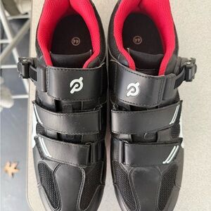Peloton Black Cycling Shoes with Red Accents